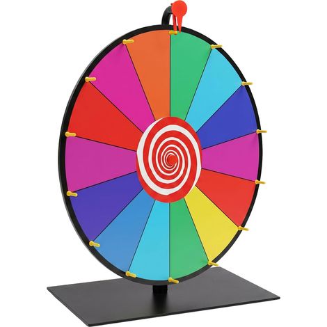 Roue de la fortune Relaxdays, 60 cm, roue de table tournante, 14 cases inscriptibles et effaçables, PVC/ABS, multicolore (1/5)
