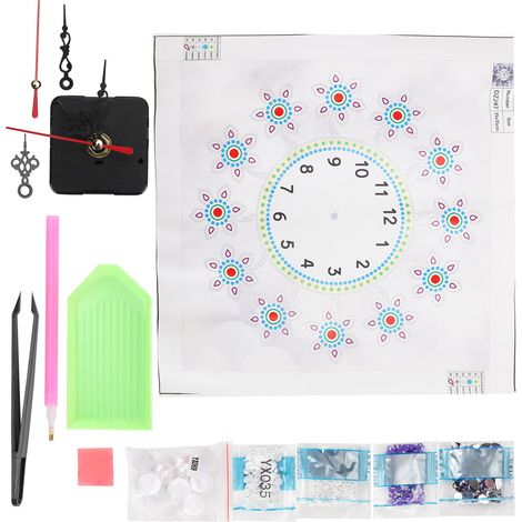 Kit de peinture diamant pour horloge silencieuse à suspendre soi-même, décoration murale pour salon DZ247 (1/5)