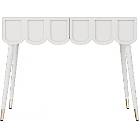Coiffeuse, table de toilette, avec 2 tiroirs, pieds en métal, blanche, dimensions : L 100 × P 40 × H 76 cm