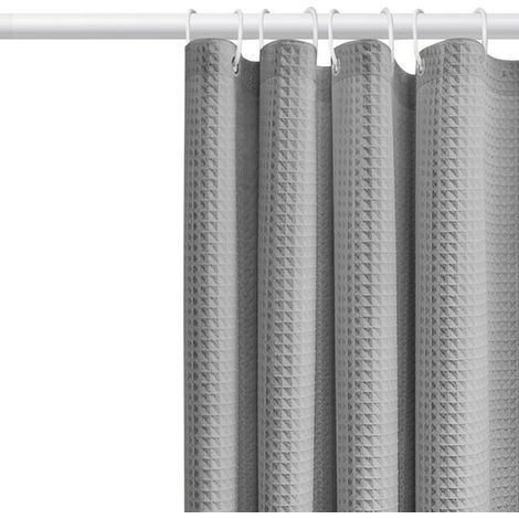 Rideau de Douche Gaufré, Tissu Texturé Épais pour Salle de Bain, Qualité Hôtel, Résistant et Durable, Taille 183 x 183 cm, Séchage Rapide, Usage Quotidien (1/2)
