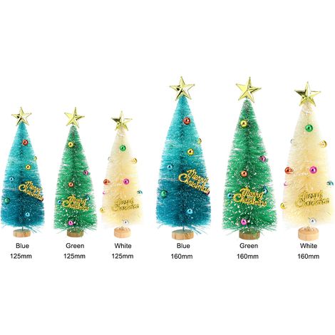 Mini Arbre de Noël Vert 16cm Lot de 6 Décoration Festive Intérieure Compacte 16x15x5cm-KZQ (1/5)