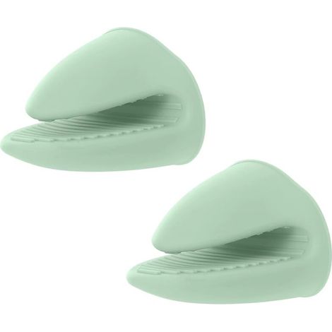 Gant de four épais en silicone résistant à la chaleur pour la cuisson, la cuisson, les barbecues et les grillades 2 pièces (vert) (1/5)