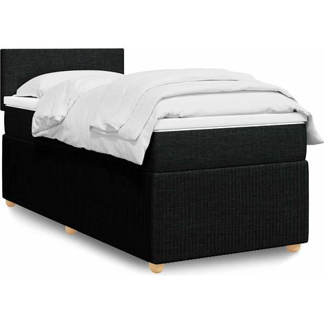 Cama box spring con colchón tela negro 90x190 cm