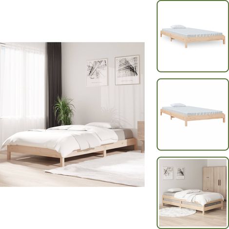 Lit empilable sans matelas 100x200 cm bois massif de pin - Lit En Bois - Lit Superposable - Lit Design - Lit Simple - Chambre À Coucher (1/5)