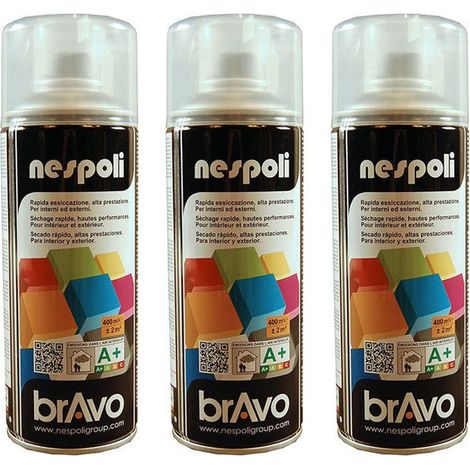 Lot de 3 bombes de peinture professionnelle Nespoli effet brillant vernis transparent