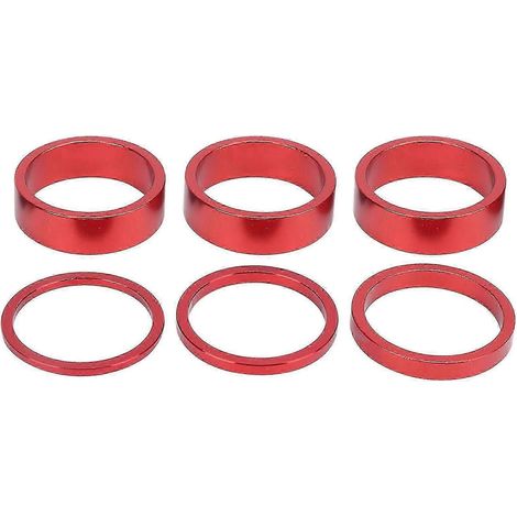 6 Stück Fahrrad-Steuersatz-Spacer aus Aluminiumlegierung für Mountainbikes – Gut-Red (1/4)