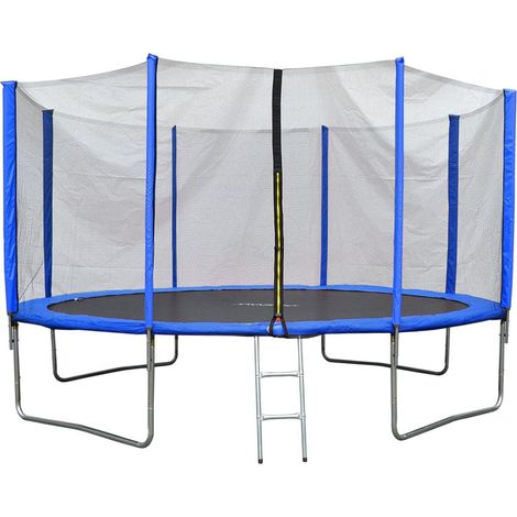 10ft, Blue EVRE Outdoor Trampoline with Zip Enclosure Net Padded Spring Cover and Ladder
