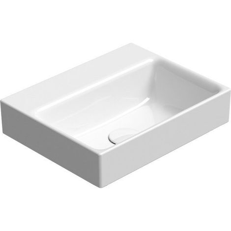 Lavabo en céramique NUBES 40x32cm, sans trou pour robinetterie, blanc ExtraGlaze (1/3)