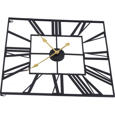 Horloge Murale en Fer Style Industriel, Grand Cadran avec Chiffres Romains, Silencieuse et Moderne, Décoration Salon Bureau Maison, 60cm (1/5)