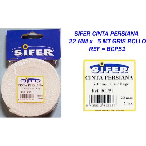 SIFER JALOUSIENBAND 22 MM x 5 MT GRAU BEIGE ROLLE