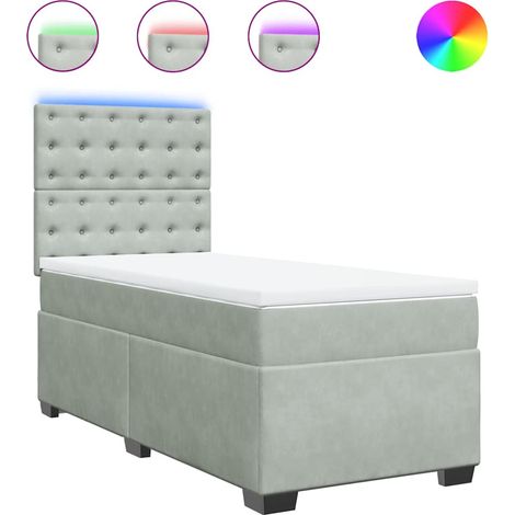 Maison Exclusive - Giroletto a Molle con Materasso Grigio Chiaro 80x200 cm Velluto (1/5)