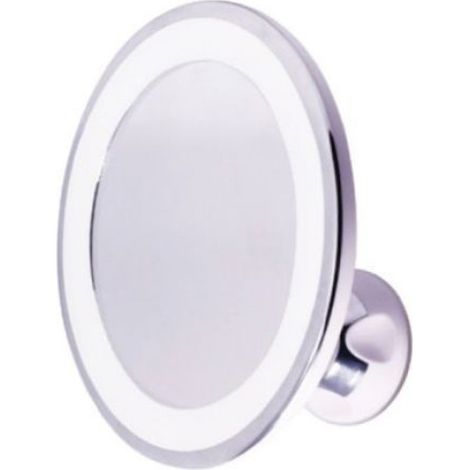 Miroir Grossissant - Ventouse - LED Blanc - Grossissement X10 - Diamètre 17 Cm - 360° Pivotant - Piles AA (1/5)