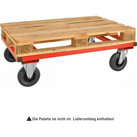 Kongamek Palettenwagen in rot 305mm hoch ohne Bremse für Euro-Paletten 1200x800mm