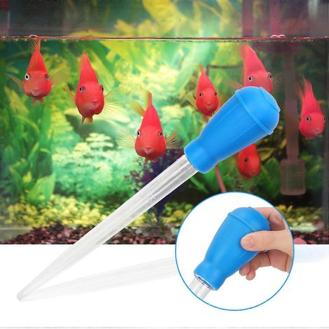 Mini pompe manuelle de nettoyage à aspiration pour petits aquariums (bleue) (1/3)