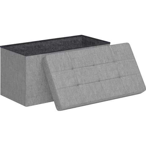 Banco/otomana/reposapiés plegable con tapa, 76 cm de largo x 38 cm de ancho x 38 cm de alto, gris claro. (1/5)