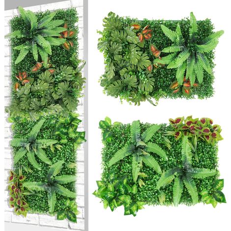 Lot de 2 panneaux muraux 60 x 40 cm feuilles décoration murale balcon mariage salon facile à couper et à monter (1/4)