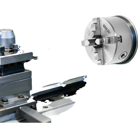 Mandril autocentrante, 125 mm de diámetro, velocidad máxima 3000 rpm, rango de mordaza interna 2,5-40 mm, rango de mordaza externa 38-110 mm, precisión de centrado 0,07 mm (1/5)
