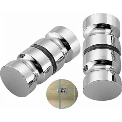2pcs Shower Door Handles, Bathroom Shower Door Handle, 30mm Polished Chrome Replacement Handles, Heavy Duty Stainless Steel Round Glass Door Handle MUMU (1/4)
