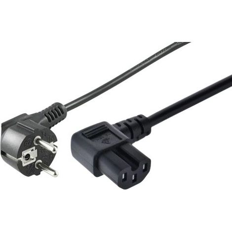 Cable de alimentación MicroConnect CEE 7/7 - Angulado C15, 1,5 m, Negro, MC-JT008/HT3W-H05VV-F-1.5