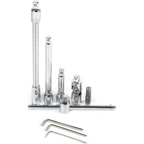Jeu de 46 douilles et clés à pipe 1/4" métriques avec rallonge et coffret de rangement (1/5)