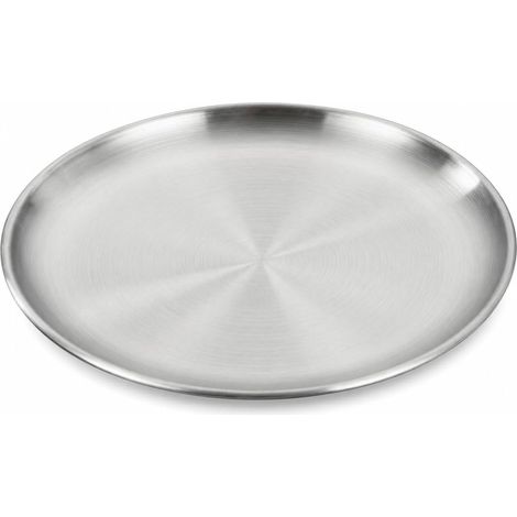 Assiettes rondes en acier inoxydable de 14/17/20/23/26 cm de diamètre - Assiettes en métal pour manger, camping, barbecue, cuisine, petit déjeuner, déjeuner (14 cm) (1/5)