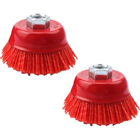 Lot de 2 Brosses en Nylon pour Meuleuse D'angle M14, Diamètre : 65 mm (1/5)