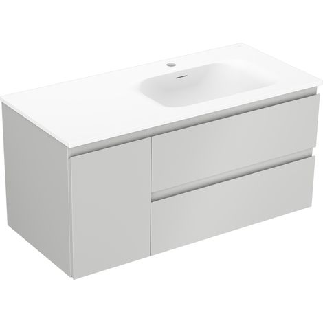 Mexen Orio armoire de salle de bain 100 cm avec lavabo Vela à droite, 2S, 1D, gris mat/blanc mat - 91A13-10047-3-BBFFF62-W23P01 (1/5)
