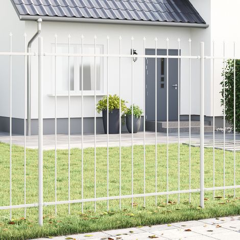 Clôture de jardin avec pointe de lance Blanche 1,7x1,5 m en acier vidaXL