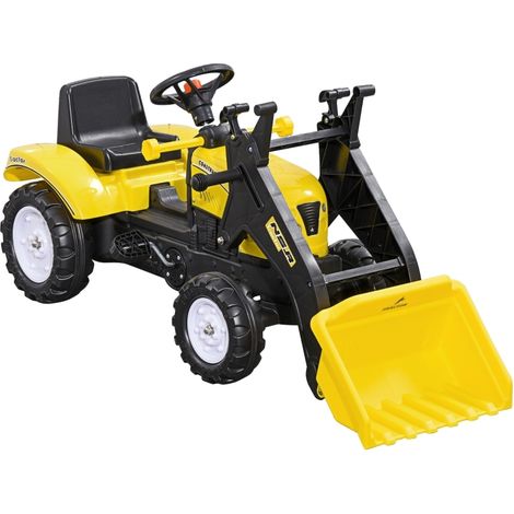 Mini-pelleteuse enfant avec pelle mobile, cadre métal, pédalier, jaune, 114 x 41 x 52 cm (1/5)