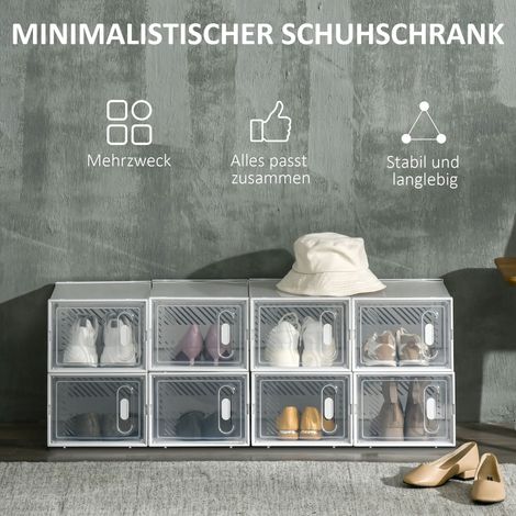 Système de rangement modulaire 8 casiers, étagère à emboîter, 25 x 35 x 19 cm, transparent