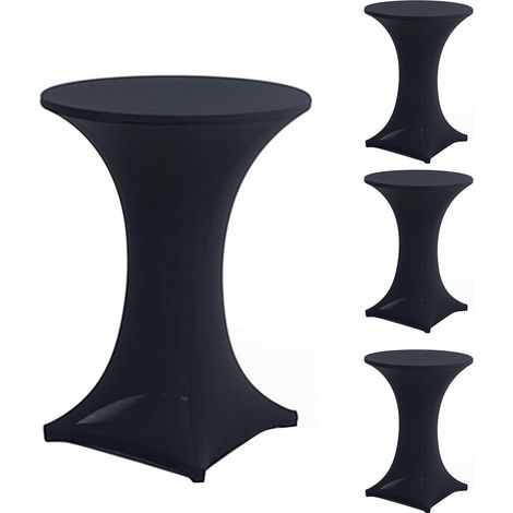 Stretch Tablecloth 4 Piece Washable Polyester Table Cover Round Eating Tablecloth 80 x 110 cm Spandex Stretch for Bar Cocktail Banquet Table Wedding Black (1/5)