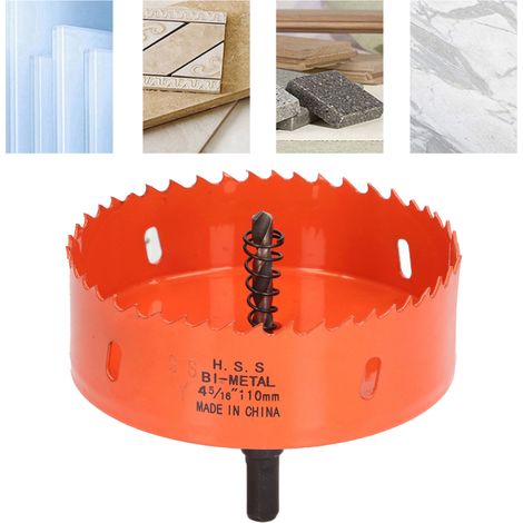 La scie cloche bimétallique HSS avec mandrin robuste sert à fabriquer des plaques de jeu de cornhole, à percer des trous dans le bois, le PVC, les plaques de plâtre, l'aluminium et d'autres métaux. (1 (1/5)