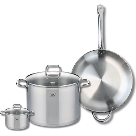 Ensemble de 1 Poêle de cuisson 32 cm et 2 faitouts 12 et 26 cm Elo Profi Citrin (1/5)
