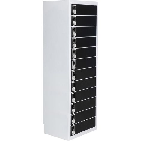 12 Box Locker Black - Con cerradura de código numérico - Almacenamiento y carga de portátiles y tabletas