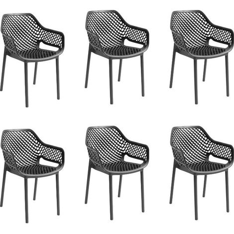 Gloupie Set 6 Poltrone Aria in Polipropilene Nero, Impilabile,58x60x82 cm, 3,8 kg, Schienale Ergonomico, Made in Italy (1/5)