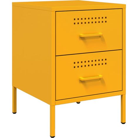 Comodino con due cassetti 36 x 39 x 50,5 cm acciaio giallo DEC034090