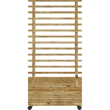 Fioriera Verticale con 4 Roues et Treillis pour Plantes Grimpantes en Bois, 76x30x155 cm, Couleur Bois (1/5)