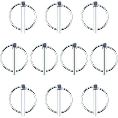 Lot de 10 goupilles de verrouillage de remorque en acier au carbone de 6 mm de diamètre pour rail de ferme, pelouse (1/4)