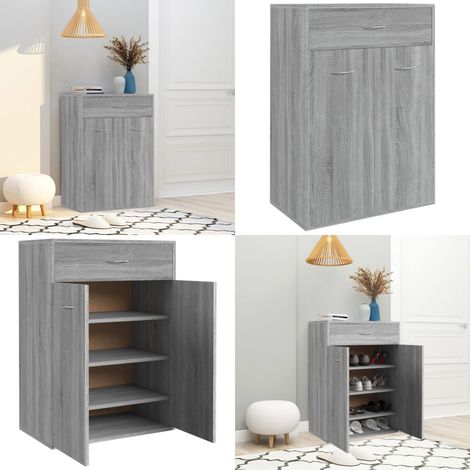 Schuhschrank Grau Sonoma 60x35x84 cm Holzwerkstoff - Schuhschrank - Garderobe - Regal - Einbauschrank - Wohnzimmermöbel - Home & Living (1/5)