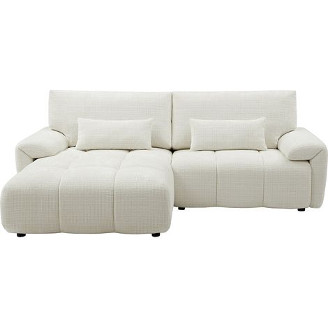 Canapé d'angle gauche en tissu chenille blanc cassé ANELKO (1/4)