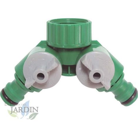 Adattatore a 2 vie per tubo flessibile con connettore rapido, doppio rubinetto Irrigazione a goccia Irrigazione 3/4