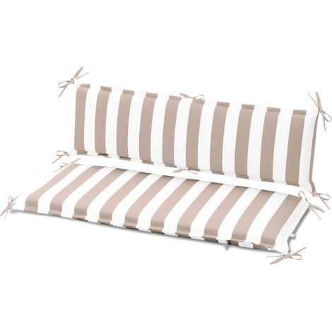 Aoodor Outdoor Tufted Bench Cushion, 108x45 cm Fade-Resistant Garden Seat Cushion 2 Seater with Back-BEIGE