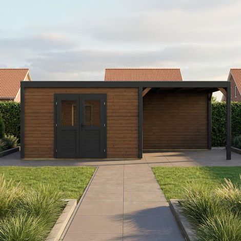 Casetta da giardino in legno Nova 7.06x3.09 m - 21.82 m2 - 28 mm - impregnata - 000106 (1/4)