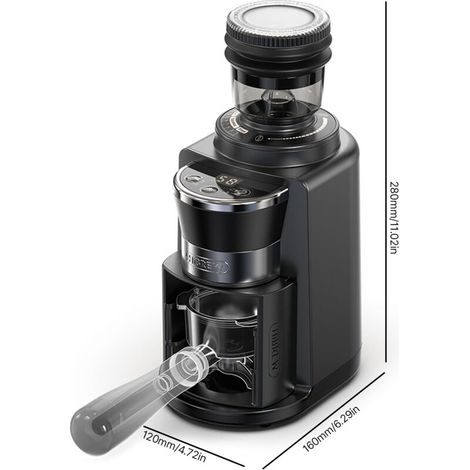 Macinacaffè elettrico Ulisem con display digitale, 31 livelli regolabili, funzione di memoria per espresso, moka, turco (1/4)