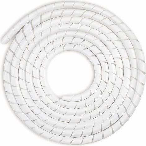 Gaine Spirale Flexible Universel 6mm, Kit de Câble Rangement 1 pack de Tube d'Enroulement de Câble en Spirale pour Protéger le Câble d'Antenne TV/PC/USB/Télé/AUX- (15m), Blanc(6mm,15m) (1/4)