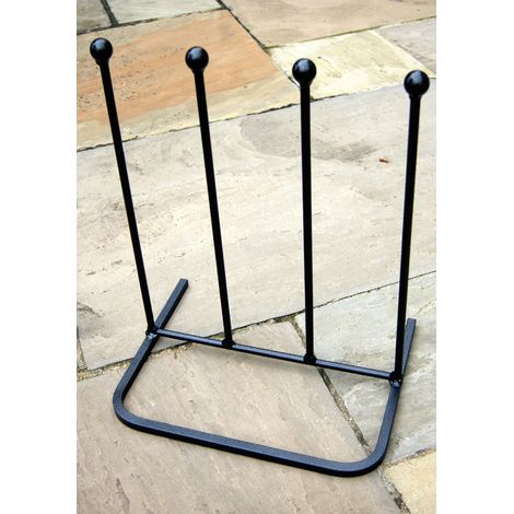 2 Pair Boot Rack - Steel Wellie Stand - Steel - L27.9 x W38 x H48.3 cm - Black