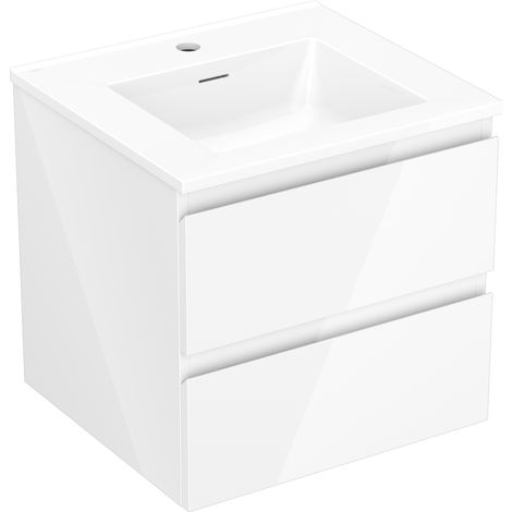 Mexen Orio Badezimmerschrank 50 cm mit Waschbecken Otis, 2 Schubladen, weißer Glanz - 91A10-05047-2-BFF00-W18M00 (1/5)