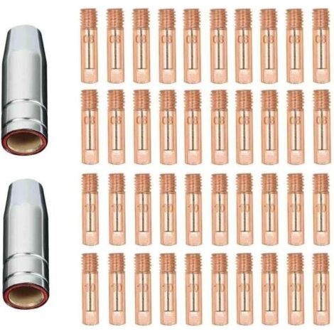 42 pices MB15 15AK buses de gaz buses de contact porte-buse 0,8 mm MIG/MAG consommables pour torche de soudage pointes de contact MIG machine de soudage MIG (1/4)