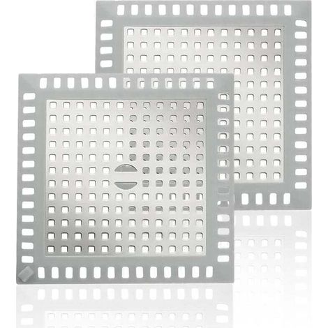 Set di 2 filtri per capelli per doccia, protezione per lo scarico, filtro per lavandino, griglie quadrate in acciaio inox per lo scarico della doccia, filtro universale per capelli per bagno, vasca da