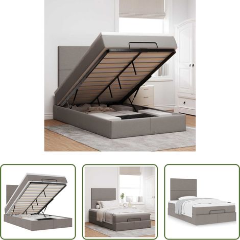 vidaXL Stauraum - Ottoman-Bett mit Matratze Taupe 120x200 cm Stoff (1/5)